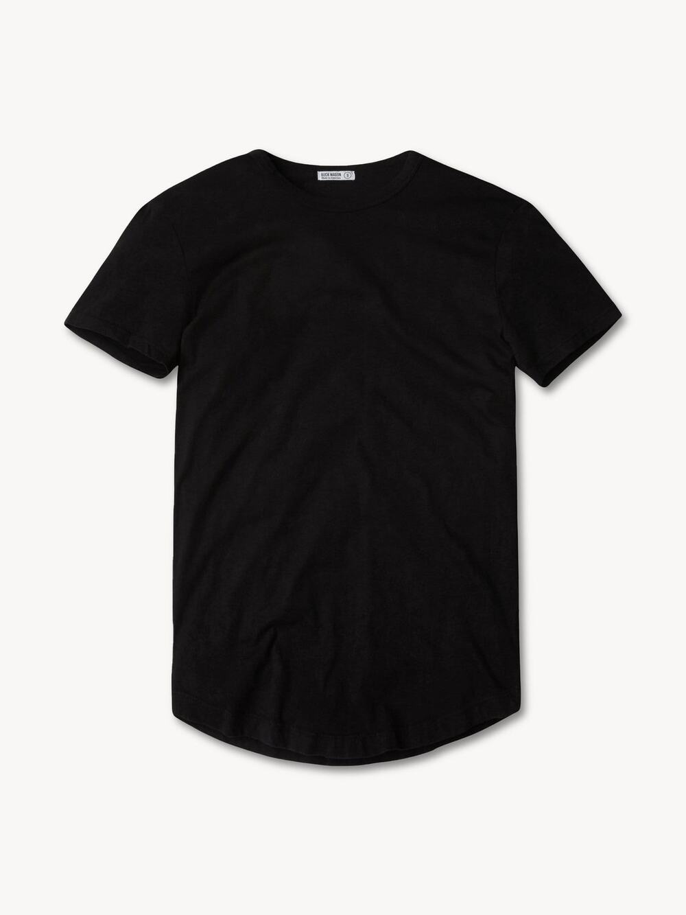 Buck Mason Black Slub Curve Hem Cotton Short Sleeve Casual Tee NWT S